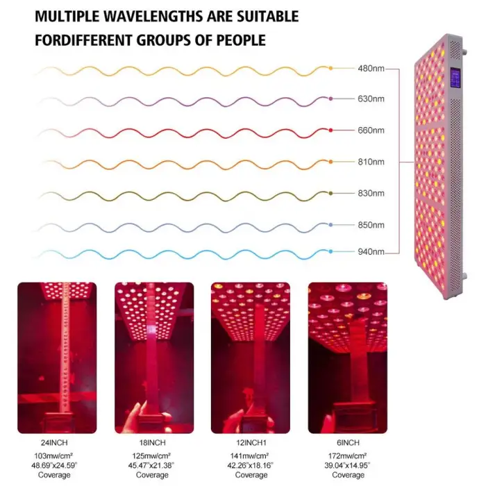 AZURE 1500W Full Body PDT Machine 7 Wavelength LED Red Light Therapy Panel Touch Screen Infared Device for Muscle Standing