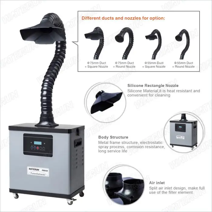 200W Digital Fume Extractor with Remote Control for Laser Marking Exhaust Air Cleaning Equipment for Soldering