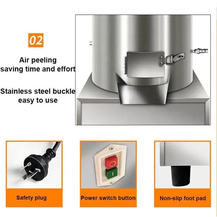 Commercial Garlic Peeler Fully Automatic Commercial Dry Garlic Skin Removing Peeling Machine with air Compressor