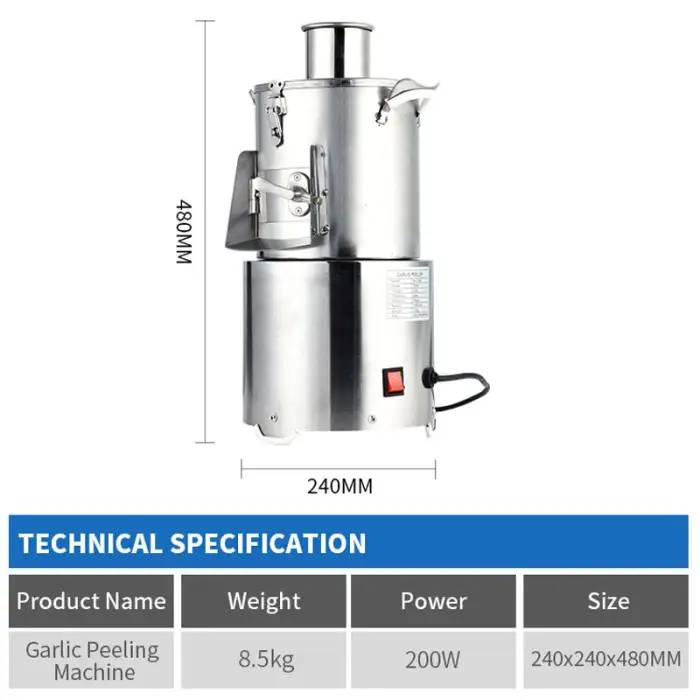 Fully Automatic Electric Commercial Stainless Steel Small Dry Garlic Skin Removing Peeler Peeling Machine