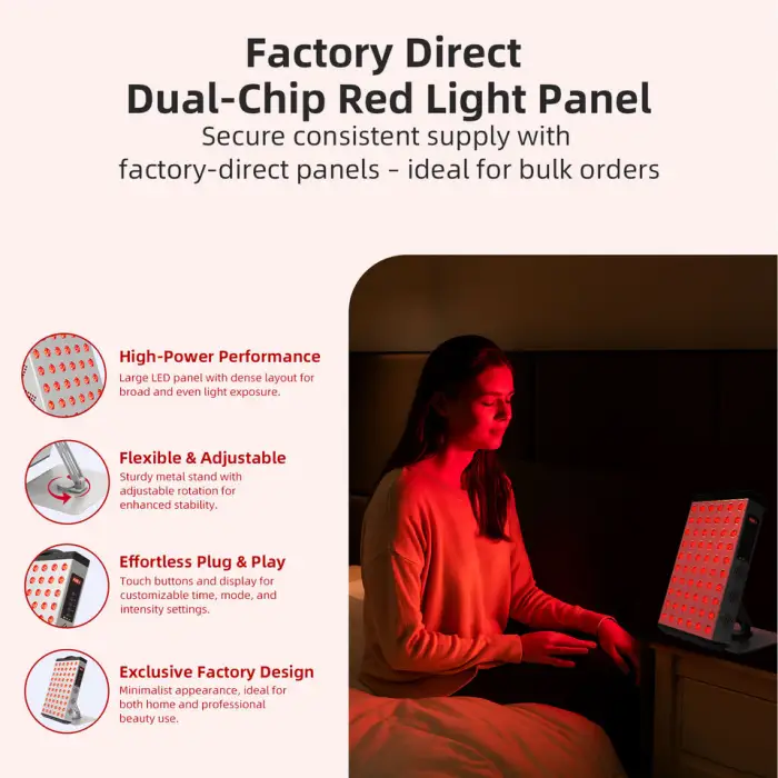 Redfy Upgraded Higher Irradiance Led Therapy Device 660nm 850nm 300W Desktop Dual Chip Red Light Therapy Panel Device