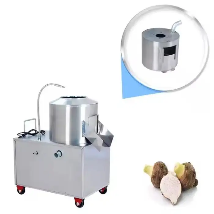 Commercial Automatic Stainless Steel Vegetable Peeling Cleaning Machine 450kg/h Output for Potatoes Taro Fruits Garlic Flour