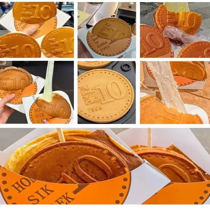 Korea Cheese Coin Bread Machine Machines for Small Business Customized Snack Equipment Cheese Gold Coin Waffle Maker