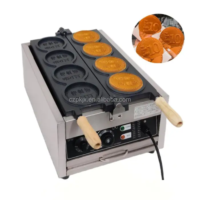 Professional Coin Pancake Maker Machine / Electric Coin Waffle Maker / Gas Coin Cheese Bread Making Machine