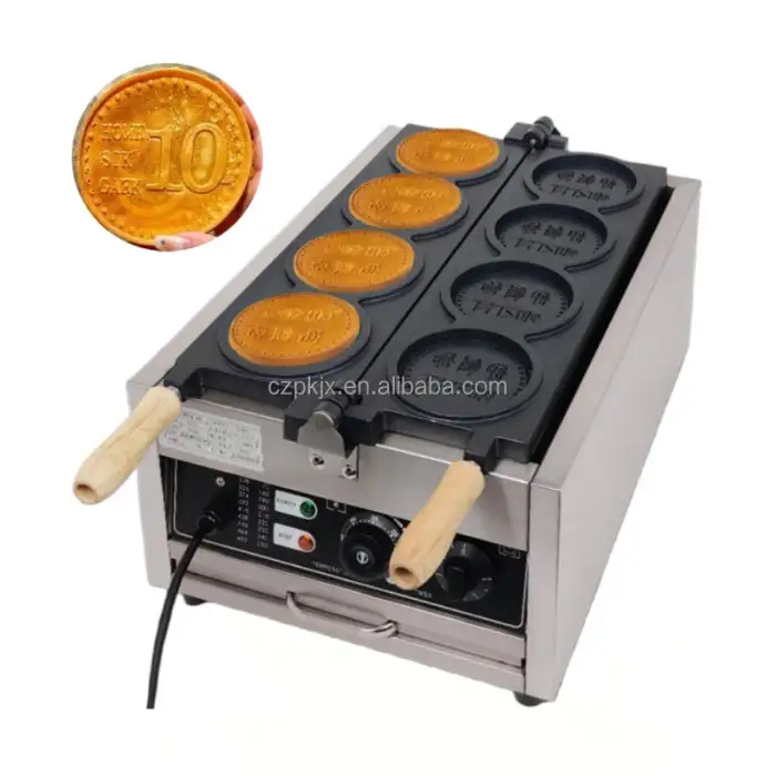 Professional Coin Pancake Maker Machine / Electric Coin Waffle Maker / Gas Coin Cheese Bread Making Machine