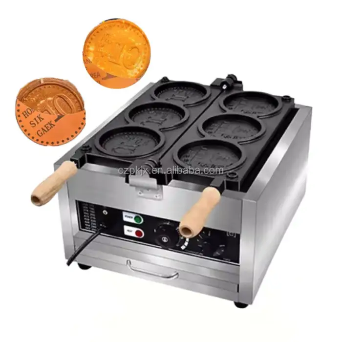 Professional Coin Pancake Maker Machine / Electric Coin Waffle Maker / Gas Coin Cheese Bread Making Machine