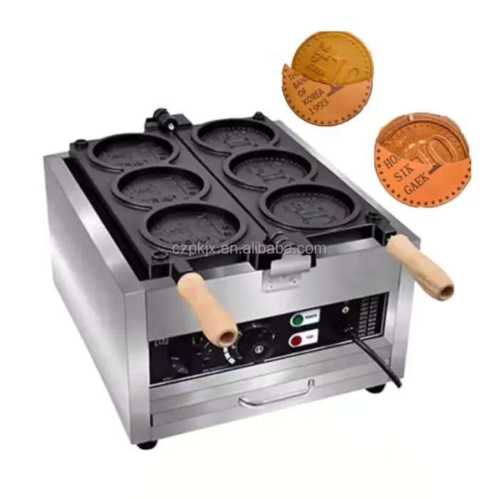 Professional Coin Pancake Maker Machine / Electric Coin Waffle Maker / Gas Coin Cheese Bread Making Machine