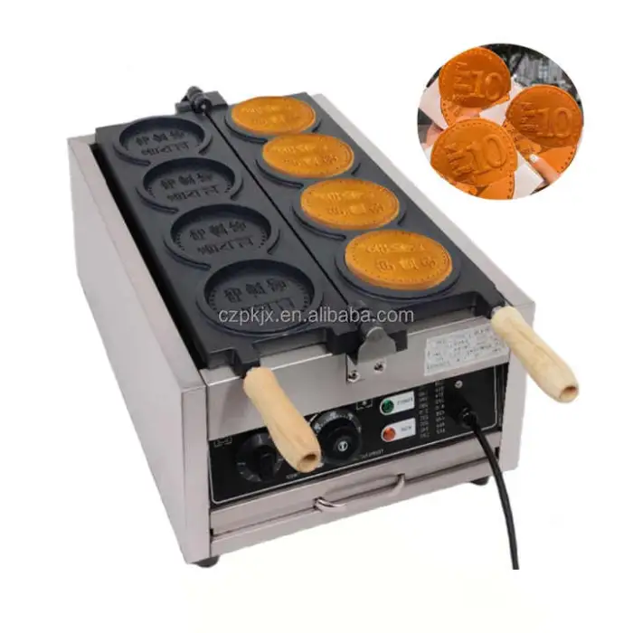 Professional Coin Pancake Maker Machine / Electric Coin Waffle Maker / Gas Coin Cheese Bread Making Machine