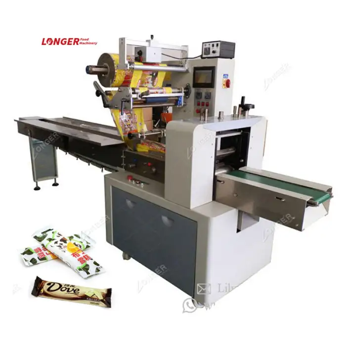 Commercial Used Low Chocolate Energy Bar Packaging Cutlery Diaper Cheese Flow Pack Cake Packing Machine