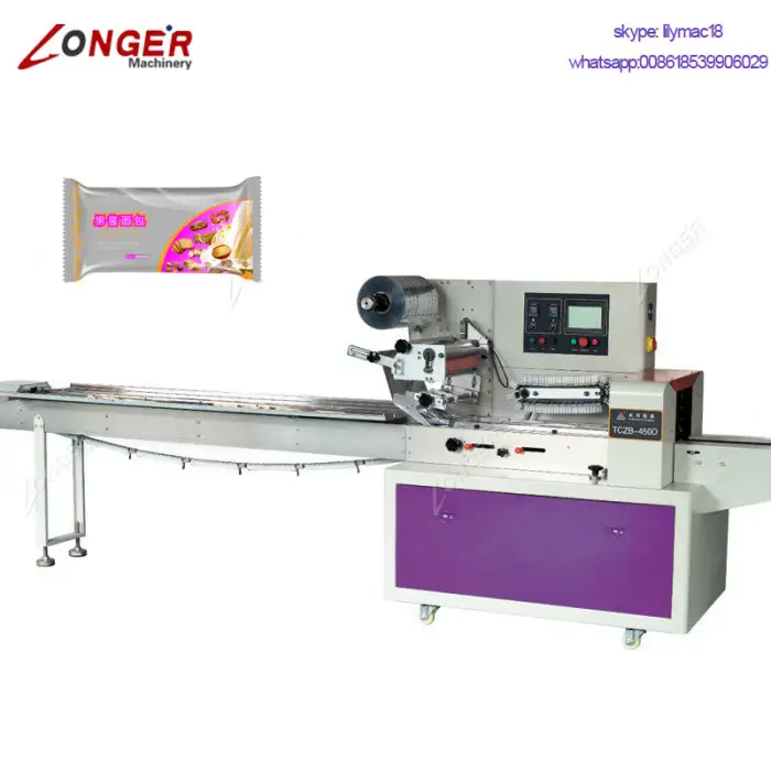 Commercial Used Low Chocolate Energy Bar Packaging Cutlery Diaper Cheese Flow Pack Cake Packing Machine