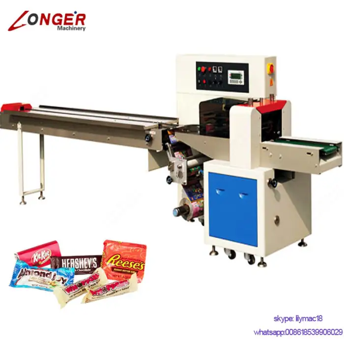 Commercial Used Low Chocolate Energy Bar Packaging Cutlery Diaper Cheese Flow Pack Cake Packing Machine