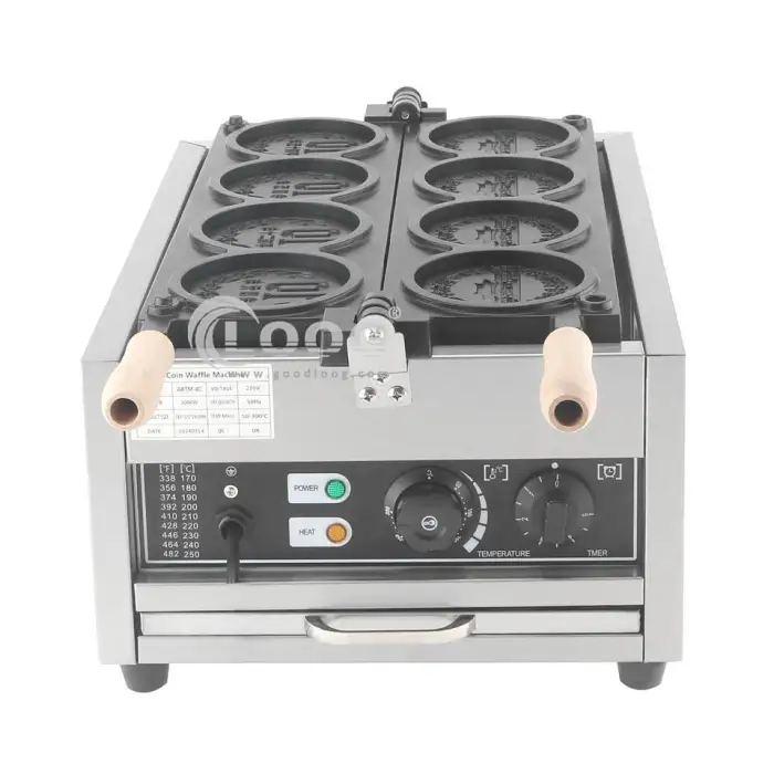 Professional Restaurant Equipment Electric 4pcs Japanese Cheese Gold Coin Pancake Waffle Maker 10 Yen Commercial Burger Machine