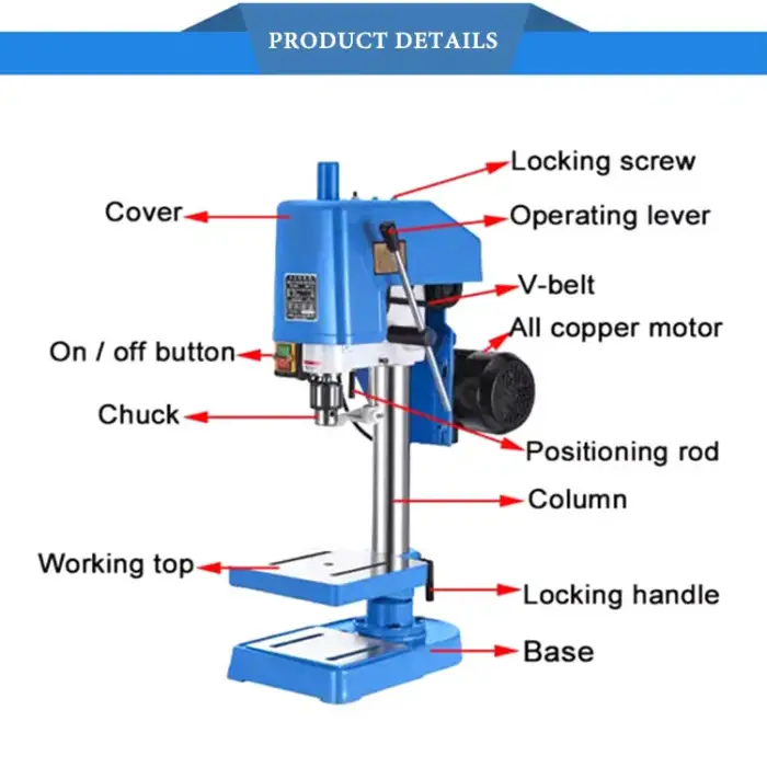 Home Small 16MM 750W Industry Table Drill Press Taladro De Columna Taladro De Banco Mini Bench Drilling Machine