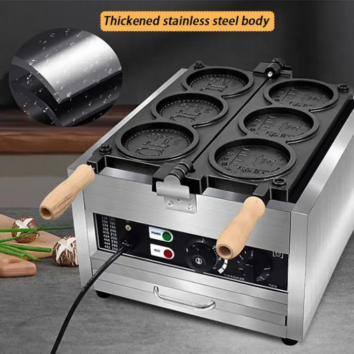 Saudi Arabia Electric Gold Coin Bread Waffle Maker/ Commercial Cheese Stick Waffle Maker Machine for Snack Equipment