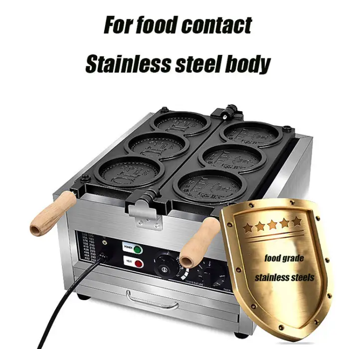 Saudi Arabia Electric Gold Coin Bread Waffle Maker/ Commercial Cheese Stick Waffle Maker Machine for Snack Equipment