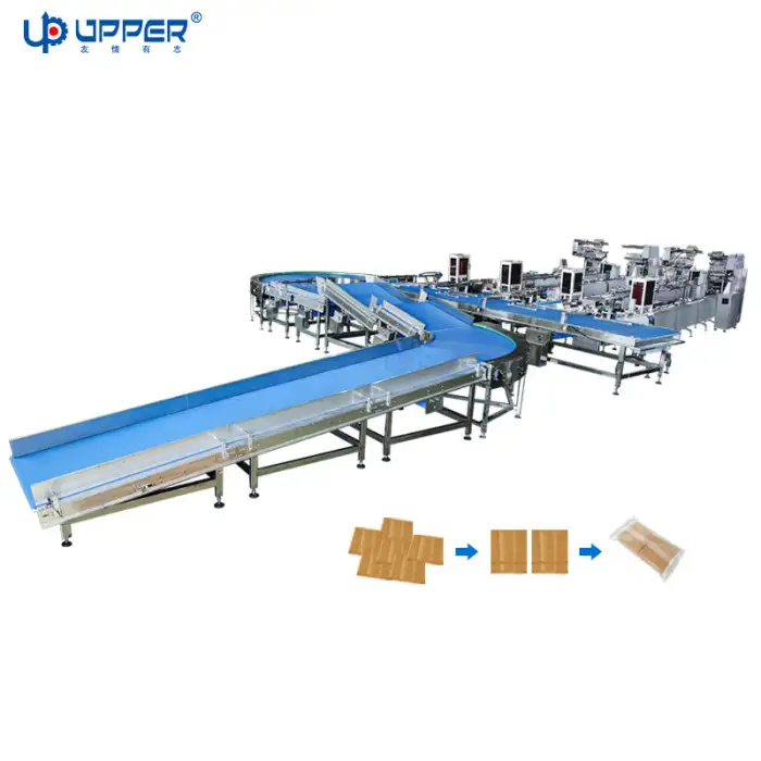 Dried Tofu Sheet Cheese Turning Feeding Packaging Line Automatic Stacking Biscuit Flow Packing Machine with Visual Inspection