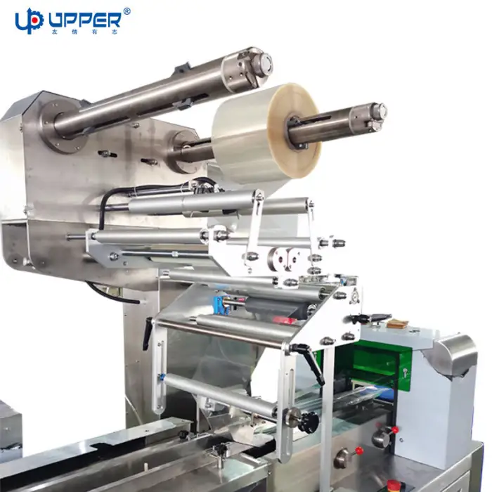 Dried Tofu Sheet Cheese Turning Feeding Packaging Line Automatic Stacking Biscuit Flow Packing Machine with Visual Inspection