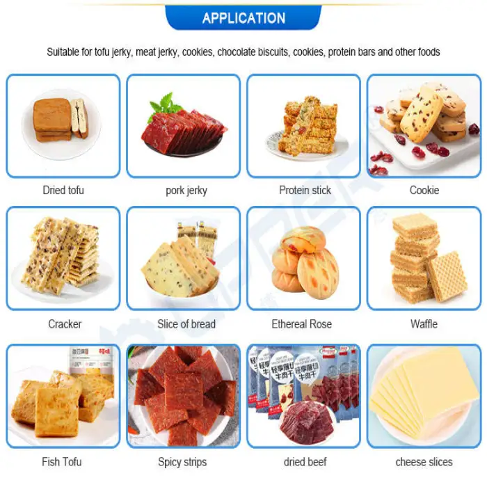 Dried Tofu Sheet Cheese Turning Feeding Packaging Line Automatic Stacking Biscuit Flow Packing Machine with Visual Inspection