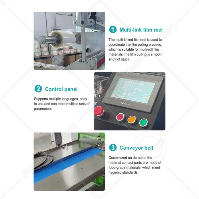 OCEAN Pillow Ice Cream Bag Pack Automatic Small Frozen Cheese Bread Package Machine for Biscuit