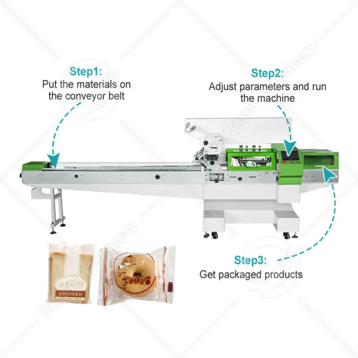 OCEAN Pillow Ice Cream Bag Pack Automatic Small Frozen Cheese Bread Package Machine for Biscuit