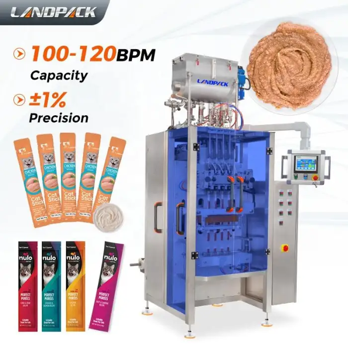 Multilane Cheese Pack Packaging Machine for Food Online Mayonnaise Tomato Paste Wrapping and Labeling with Bags Pouches Film