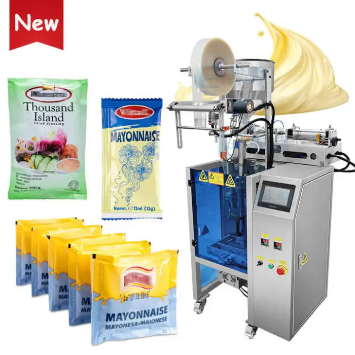 Vertical Sachet Pouch Viscous Liquid Salad Dressing Cheese Sauce Automatic Mayonnaise Packing Machine