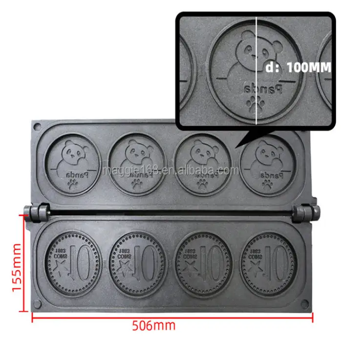 Non-Stick Personalized logo Cheese Coin Bread Machine for Small Business Custom Mold Red Bean Pancake Waffle Machines