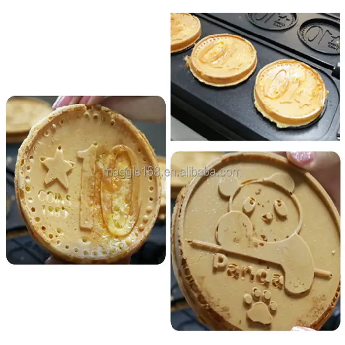 Non-Stick Personalized logo Cheese Coin Bread Machine for Small Business Custom Mold Red Bean Pancake Waffle Machines