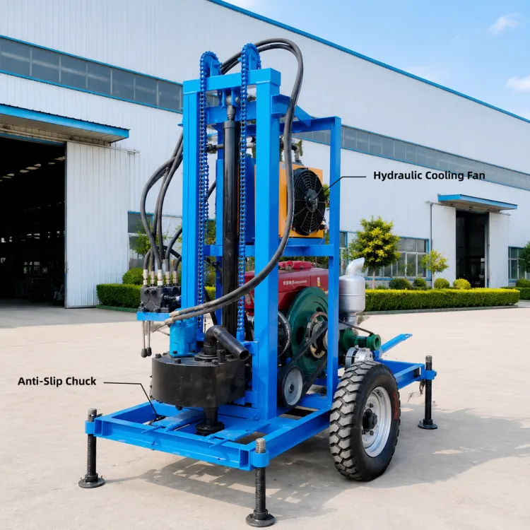 150m Depth Small Portable Water Well Drilling Rig Towable Borehole Drilling Machine for Water Wells — image 4
