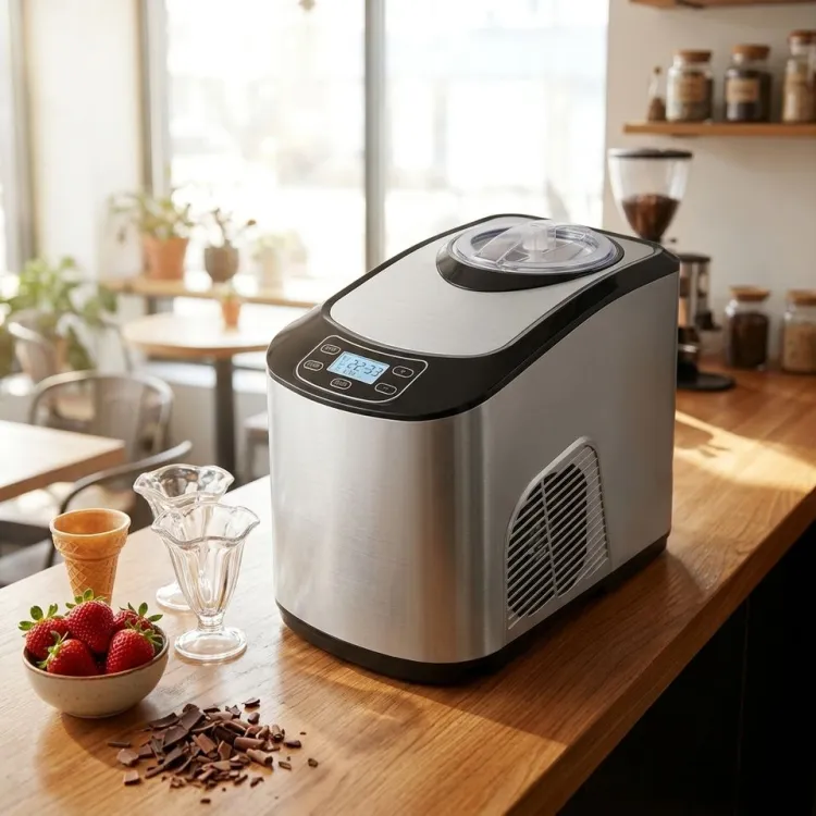 Automatic Commercial Household Compressor Small Capacity Fruit Ice Cream Maker Stainless Steel Ice Cream Machine — image 1