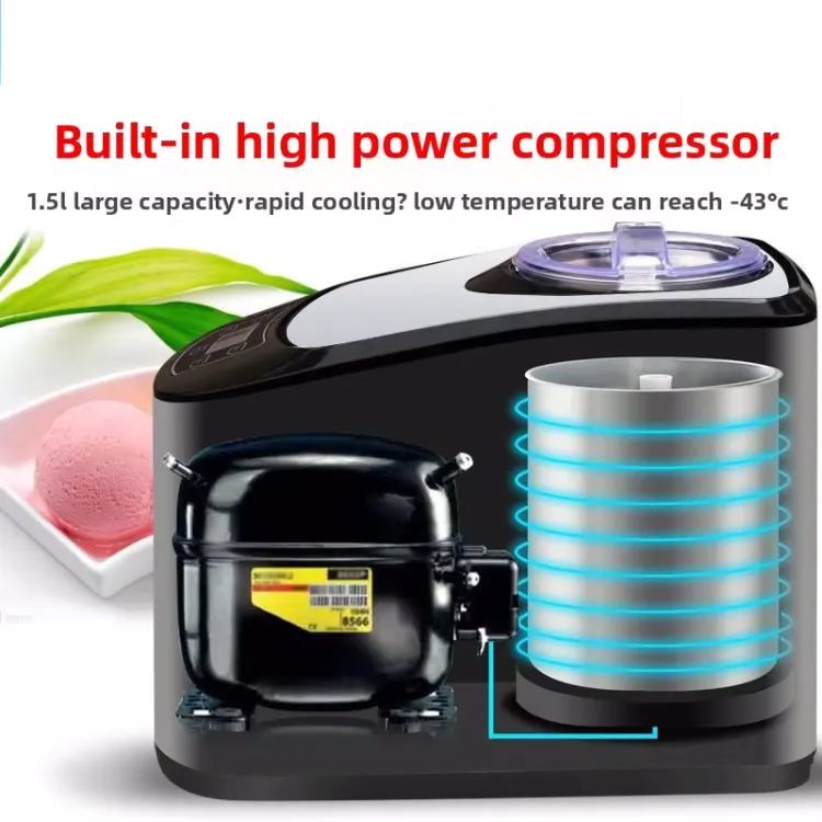 Automatic Commercial Household Compressor Small Capacity Fruit Ice Cream Maker Stainless Steel Ice Cream Machine — image 3
