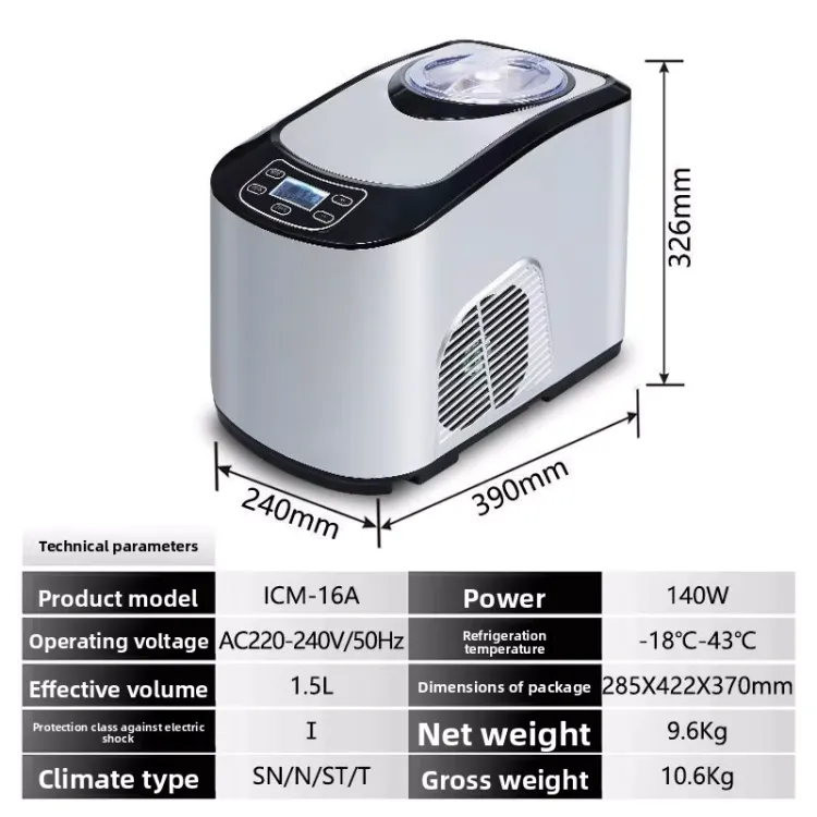 Automatic Commercial Household Compressor Small Capacity Fruit Ice Cream Maker Stainless Steel Ice Cream Machine — image 4