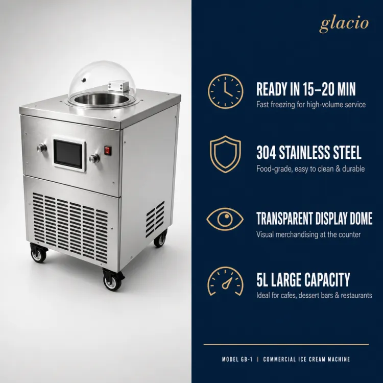 Digital Display Ice Cream Making Machine Single Cylinder 5L Hard Gelato Batch Freezer Stainless Steel Countertop Housing — image 2