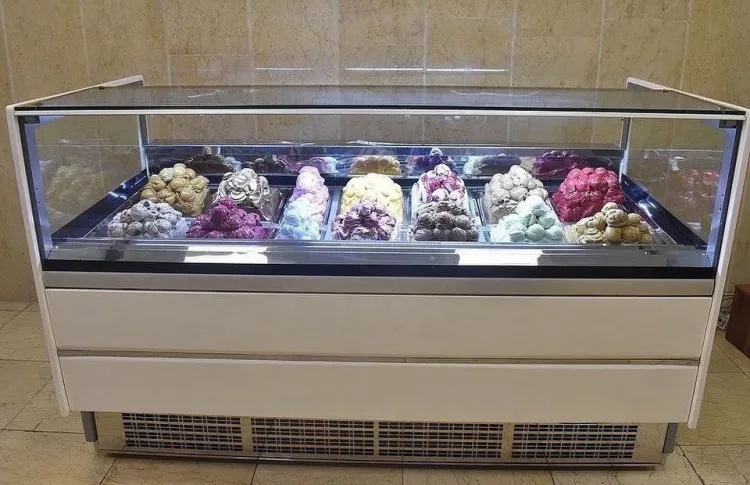Gelato Ice Cream Display Showcase Freezer with Air Cooling Automatic Defrost 1 Door 12 Shelves — image 4