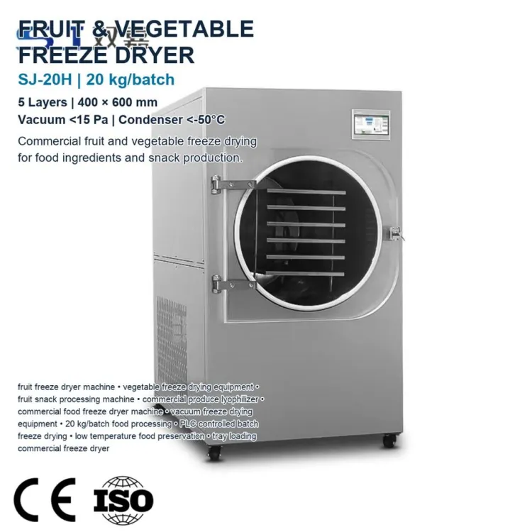 SJ-20H Tropical Fruit Freeze Dryer Machine 20kg Batch for Jackfruit Mango Pineapple and Fruit Ingredient Processing — image 2