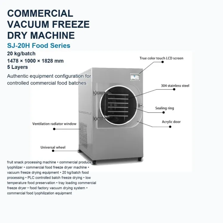 SJ-20H Tropical Fruit Freeze Dryer Machine 20kg Batch for Jackfruit Mango Pineapple and Fruit Ingredient Processing — image 3