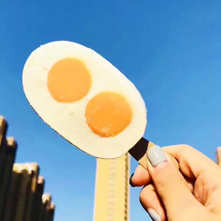 Very favorable , egg-shaped double yolk soft serve ice cream in chocolate flavor suitable for wholesalers. — image 3