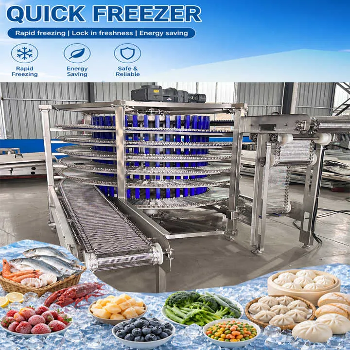 Industrial Automatic Spiral Tunnel Freezer Liquid Nitrogen Evaporation Quick Freezing Machine for Fish Fillet Seafood Processing — image 7