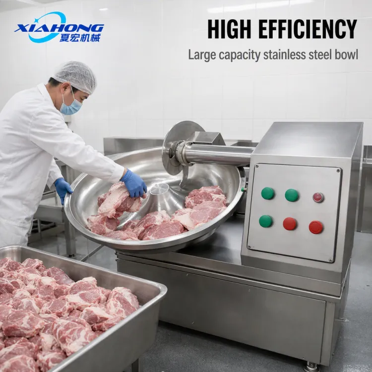 High Speed Stainless Steel Meat Chopping Machine 80L 60-80kg 9 or 13 Blades Semi-Automatic 220V/380V Food Bowl Cutter — image 2