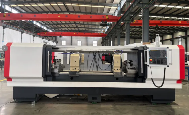 Cnc Bench Lathe Machine Double Spindle Central Drive Lathe Tubes Thread Machine — image 3