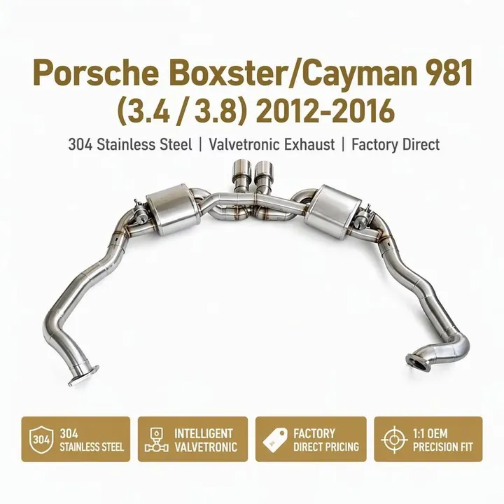 Valvetronic Catback Exhaust System for Porsche Boxster Cayman 981 3.4 3.8 2012-2016 Car Muffler 1:1 OEM Fitment — image 7