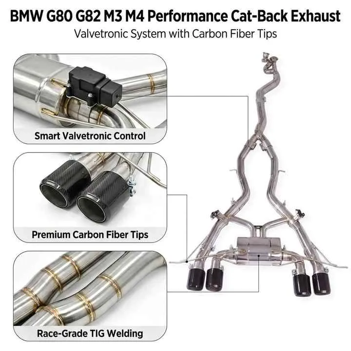 SUS304 Valvetronic Exhaust Muffler for BMW M3 M4 G80 G82 G8X Catback Exhaust Pipes with Valve Controller Fit — image 7