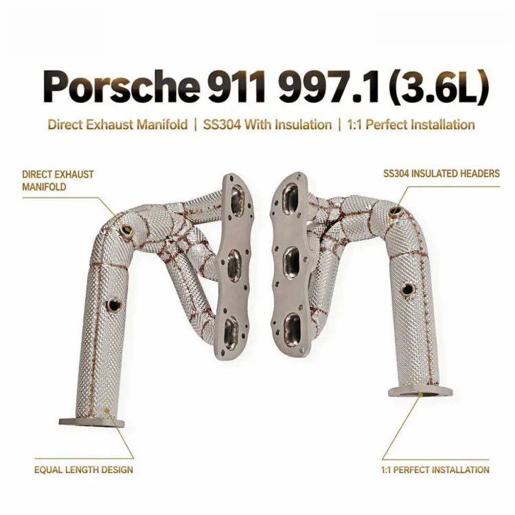 Custom Exhaust Manifold Headers for Porsche 911 997.1 3.6L SS304 Insulated Equal Length Racing Design 1:1 Perfect Match — image 1