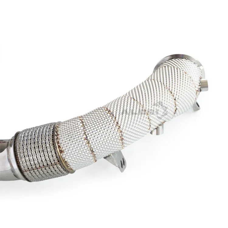 performance exhaust header Dump Pipe for BMW M5 F10 2012-2018 S63 engine Straight exhaust downpipe with heat shield Fit — image 2