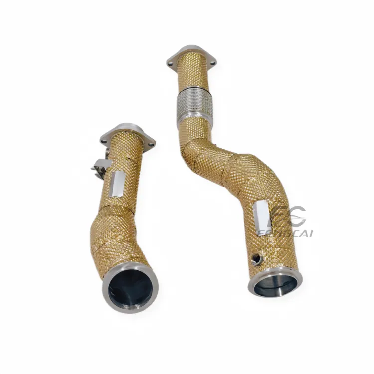 High-Flow Straight-Through Exhaust Downpipe for BMW M3 M4 G80 G82 S58 3.0T car exhaust pipes header with gold insulation — image 4