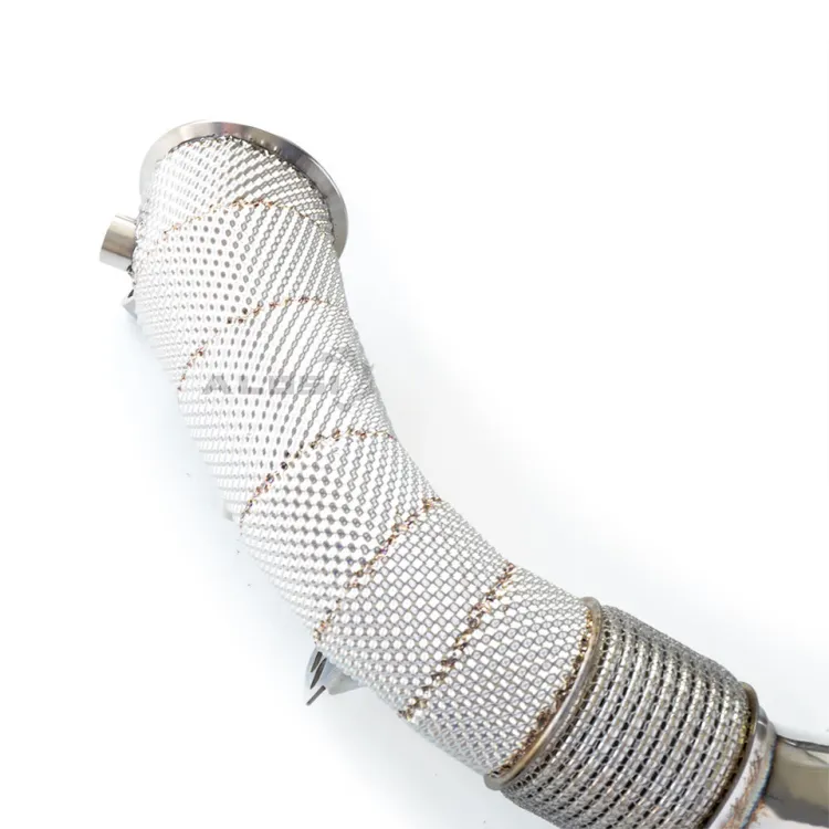 performance exhaust header Dump Pipe for BMW M5 F10 2012-2018 S63 engine Straight exhaust downpipe with heat shield Fit — image 3