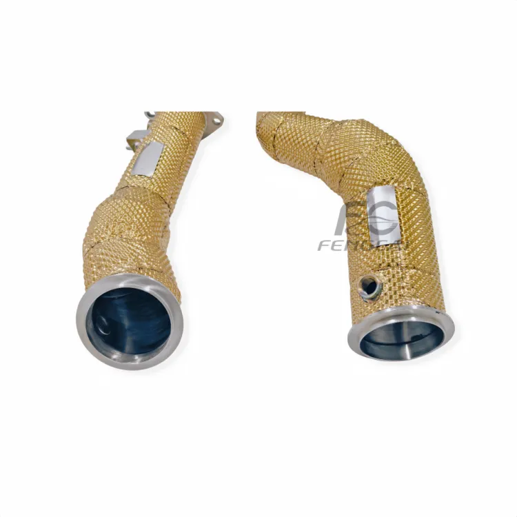 High-Flow Straight-Through Exhaust Downpipe for BMW M3 M4 G80 G82 S58 3.0T car exhaust pipes header with gold insulation — image 5