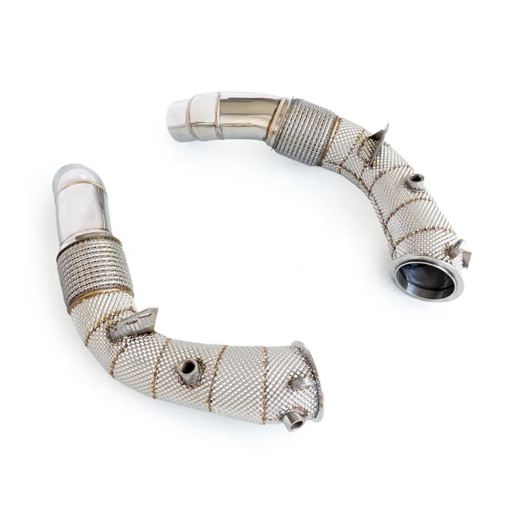 performance exhaust header Dump Pipe for BMW M5 F10 2012-2018 S63 engine Straight exhaust downpipe with heat shield Fit — image 4