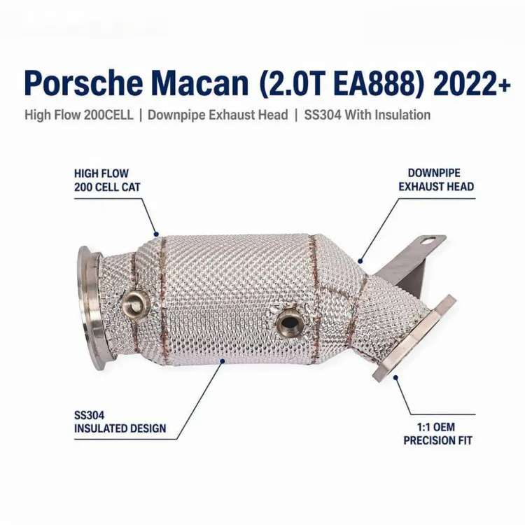 SS304 Performance Insulated Downpipe Exhaust Head for Porsche Macan 2.0T EA888 2022+ Custom High Flow Dumppipe 1:1 OEM Fitment — image 1