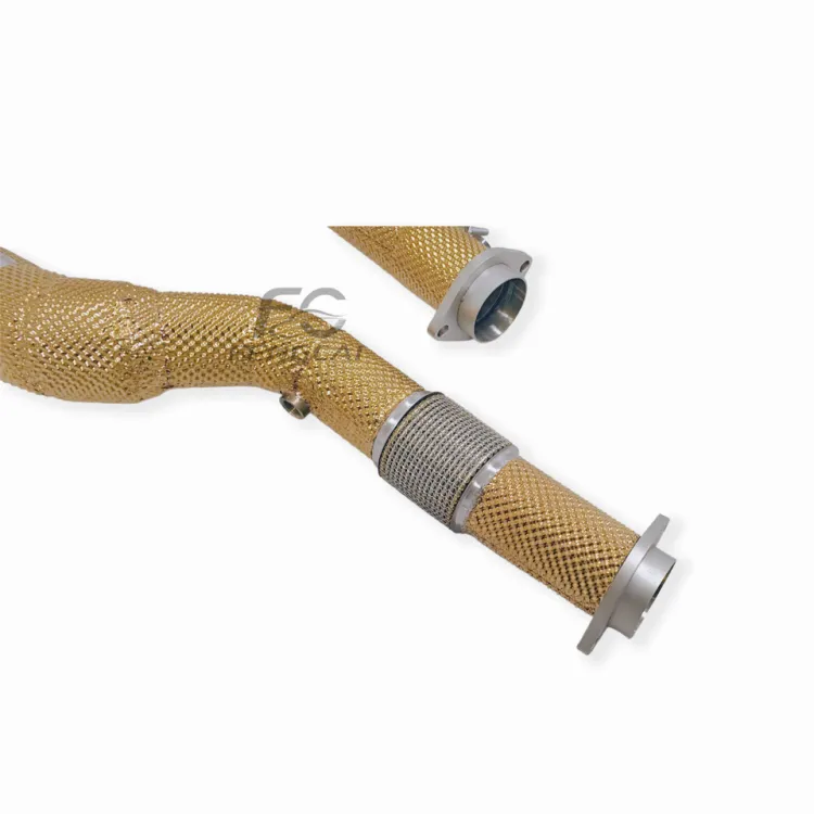 High-Flow Straight-Through Exhaust Downpipe for BMW M3 M4 G80 G82 S58 3.0T car exhaust pipes header with gold insulation — image 6